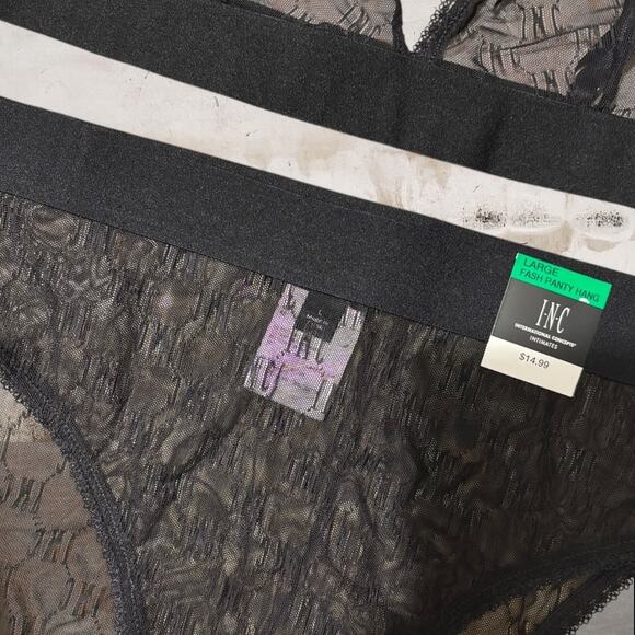 INC International Concepts NWT Set High Waist Logo Deep Black Underwear & Bra - Picture 2 of 7